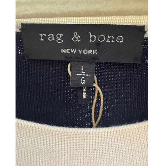 Rag & Bone Wool Knit Navy / Cream Sweater Dress, Womens Size Large - Picture 5 of 5